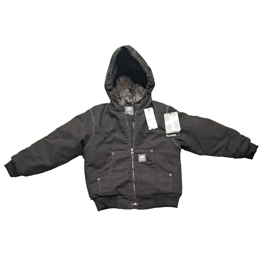 BERNE Coat Boys Sz 5-6 XS Youth Duck Canvas Quilted Zip Work Chore Jacket Hooded